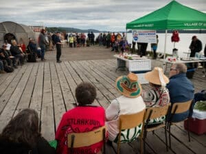 Search & Rescue provides a presentation to a group of people on a dock
