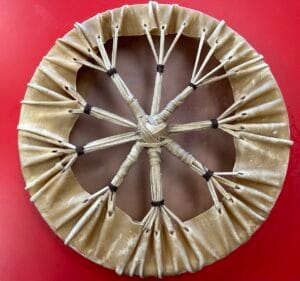 The back detail of a hand drum