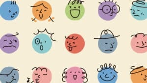 Join the Youth board. An illustration of faces with various colours - blue, green, orange, pink, red, green.