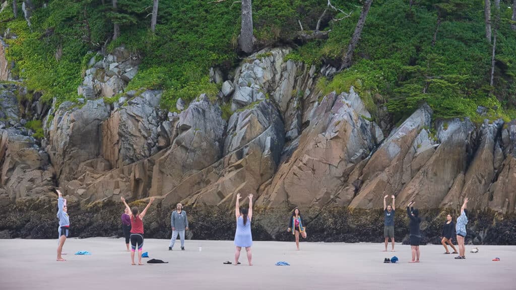 Youth at Rediscovery T'aalan Stl'ang on the beach