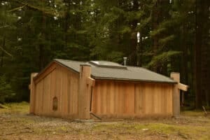 Looking Around and Blinking House, built to shelter those who stood the line for Athlii Gwaii